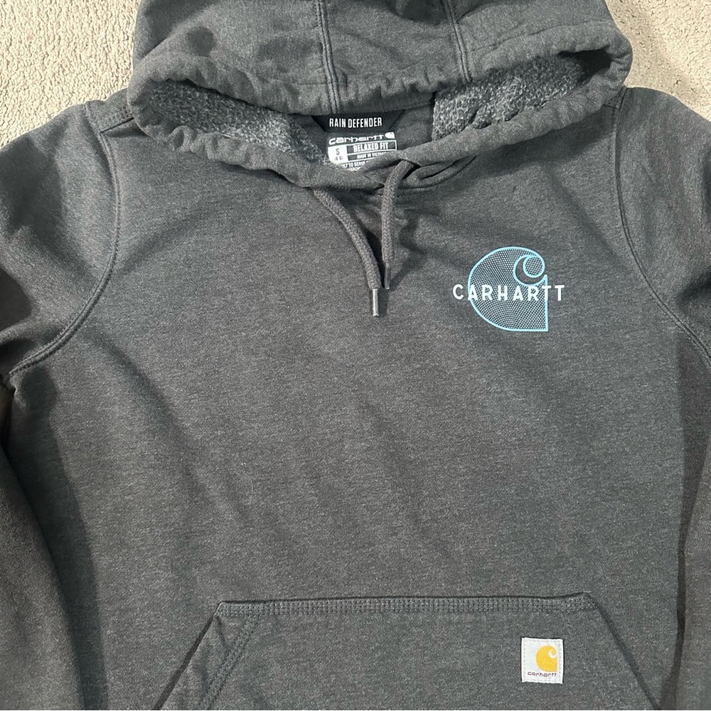 Carhartt Charcoal Hoodie with Logo, Small (4-6) Women’s - Picture 2 of 6